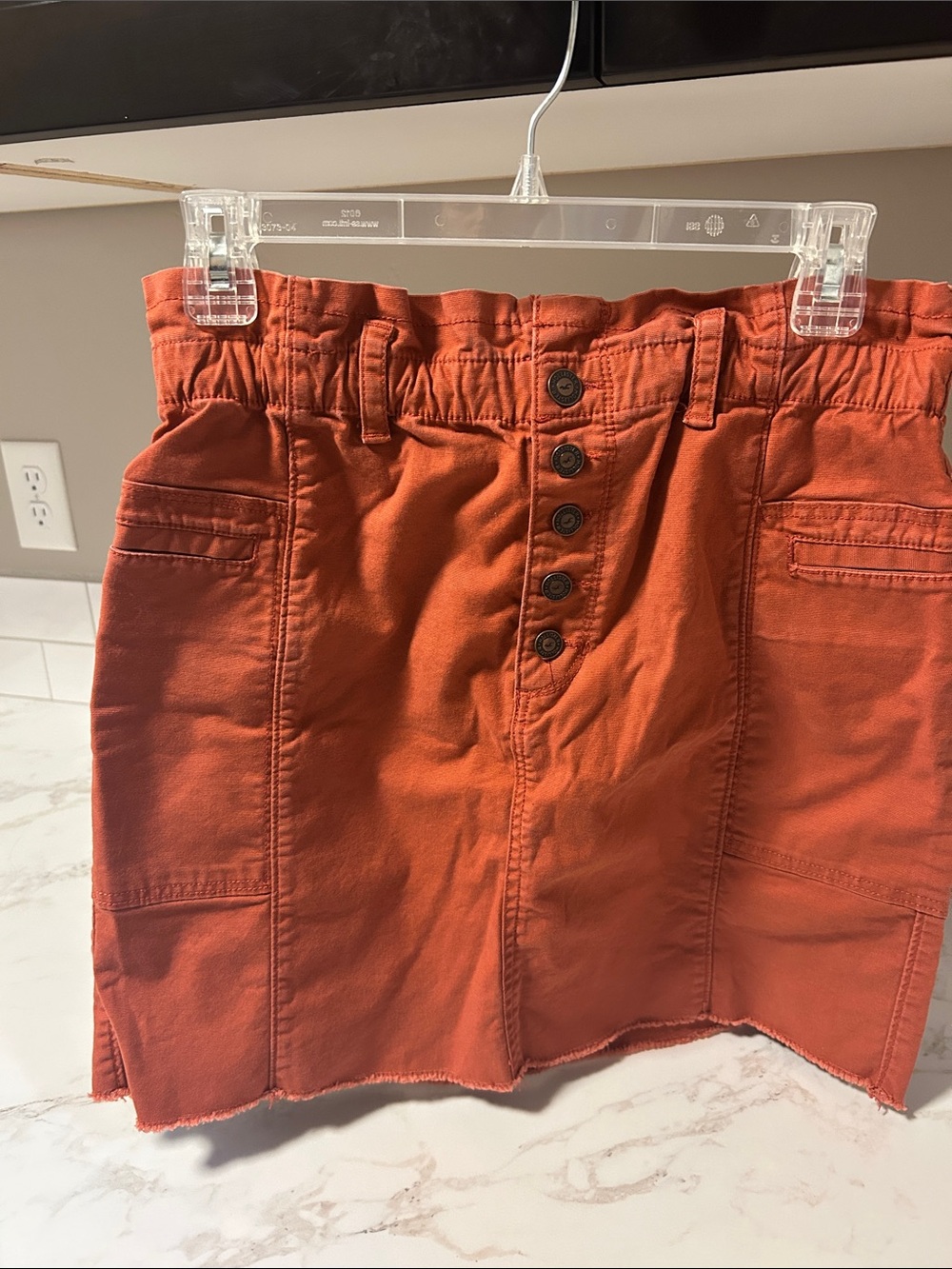 Hollister High-Waist Button-Front Rust Orange Cotton Skirt
